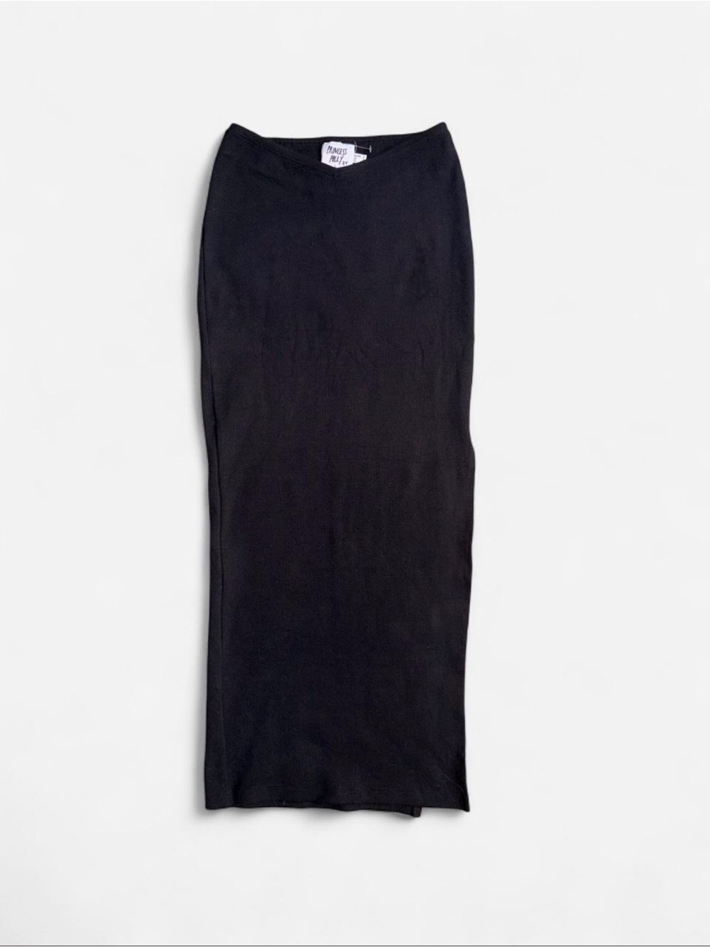 Black Ribbed V Waist Maxi Skirt